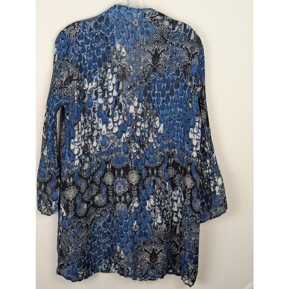 Jaipur womens blouse sz M Pleated in sections VGUC semi sheer Poly see measure - Picture 7 of 10